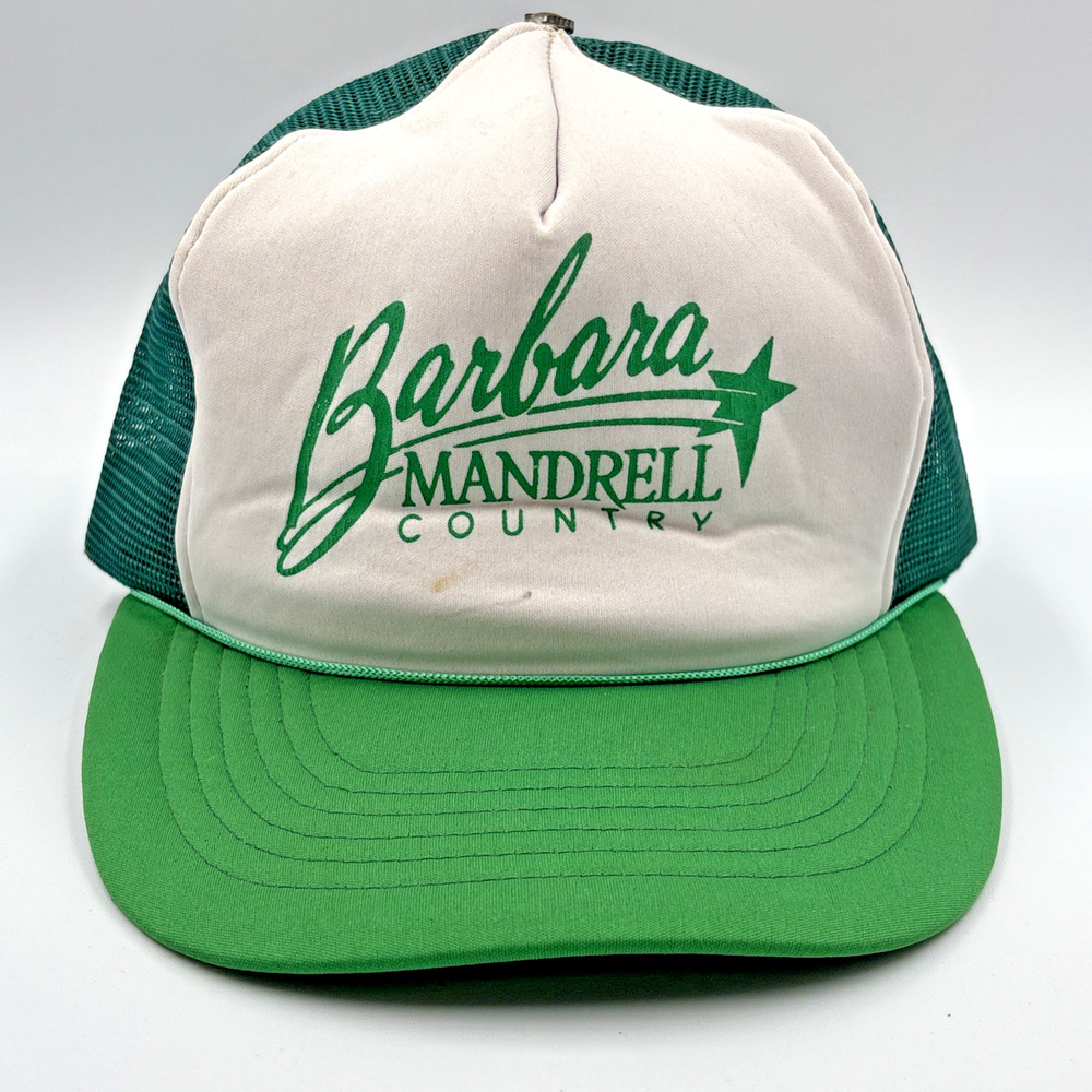 Barbara Mandrell Country Strapback Hat Cap Mesh Green White Vintage